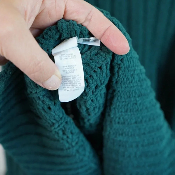 Aerie Cable Car Quarter Zip Sweater Green Chunky Knit Winter Cozy Warm Oversized - Picture 8 of 10